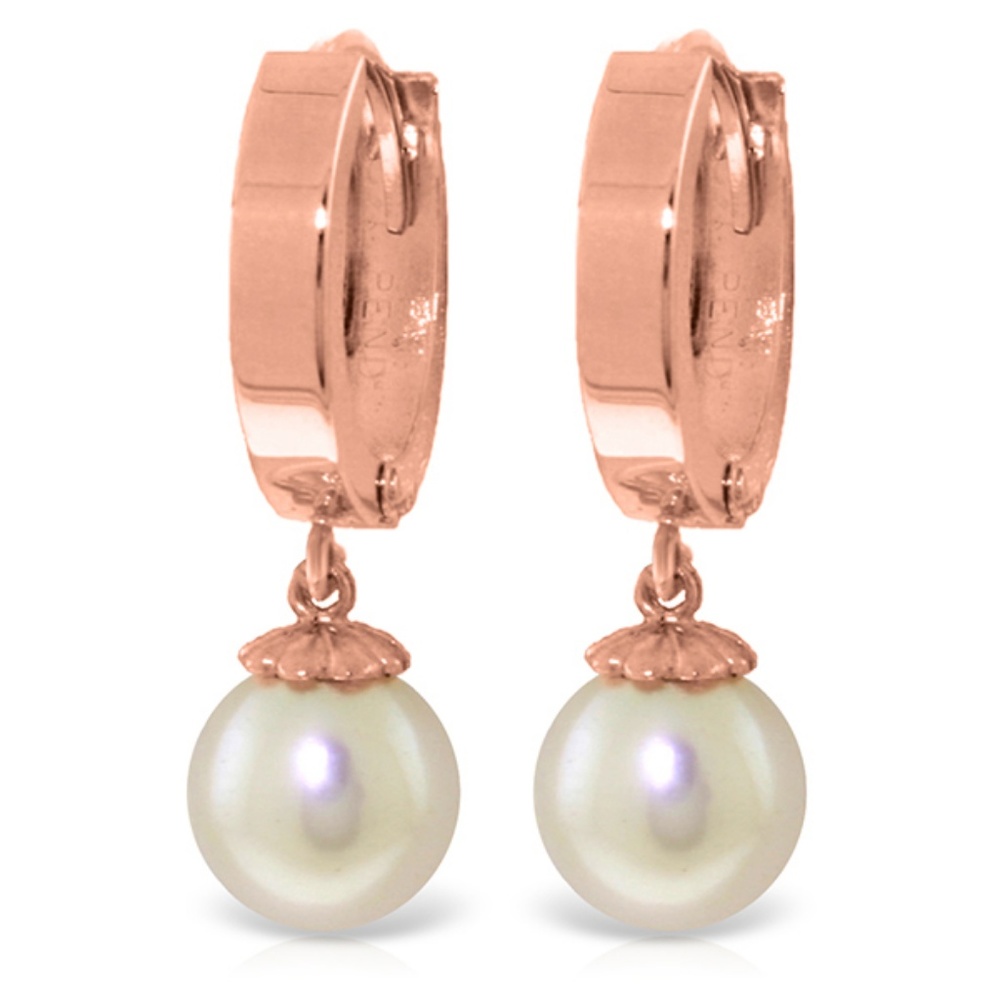 14K. SOLID GOLD HOOP EARRING WITH NATURAL PEARLS